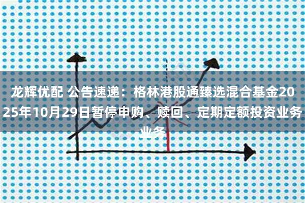 龙辉优配 公告速递：格林港股通臻选混合基金2025年10月29日暂停申购、赎回、定期定额投资业务