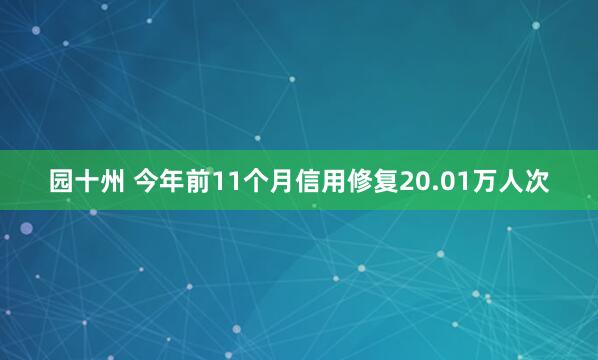 园十州 今年前11个月信用修复20.01万人次