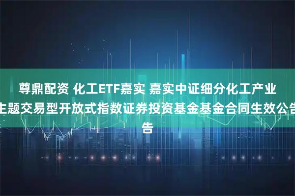 尊鼎配资 化工ETF嘉实 嘉实中证细分化工产业主题交易型开放式指数证券投资基金基金合同生效公告
